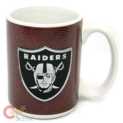 NFL Oakland Raiders Collectible Mug Cup w/Metal Logo Plate